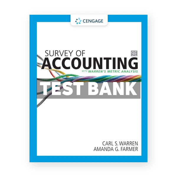 Survey of Accounting 9th edition Warren Test Bank